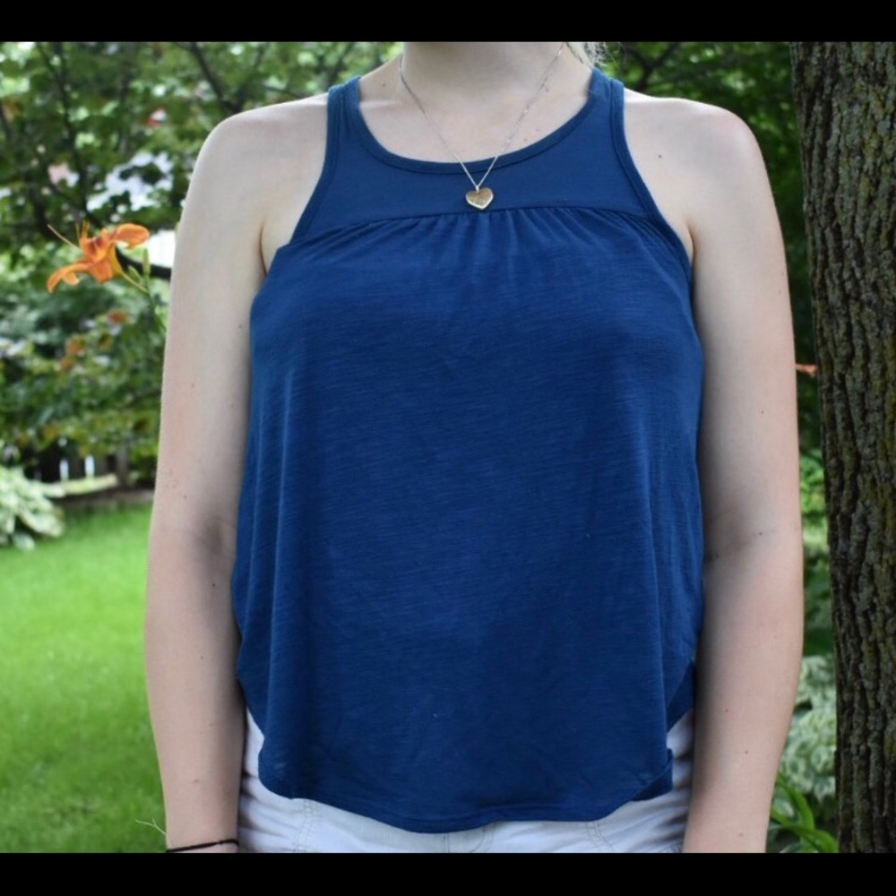 American Eagle Navy Blue Gold Zipper Tank